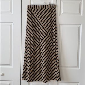 CATO Black&Tan Striped Maxi Skirt